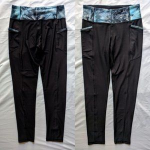 Zenana Outfitters Athletic Leggings w/Pockets Black/Blue L
